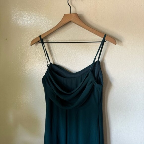 Lulus | Captivated Emerald Teal Green Cowl Neck Maxi Dress - Picture 6 of 7